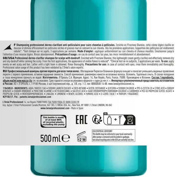 L'ORÉAL PROFESSIONNEL PARIS SCALP ADVANCED shampoo 500 ml