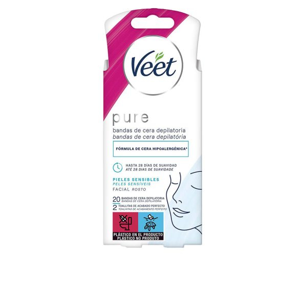 VEET BANDAS DE CERA PURE facial sensitive skin 20 u