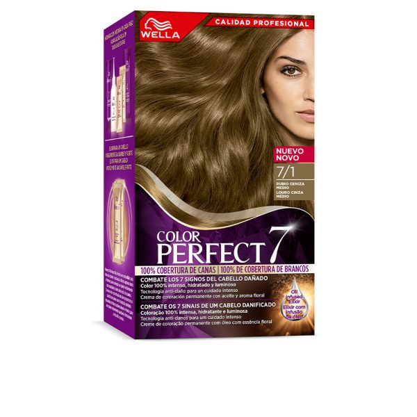 WELLA COLOR PERFECT 7 WELLA COLOR PERFECT 7 100% cobertura de canas #7/1-blonde ceniza medio