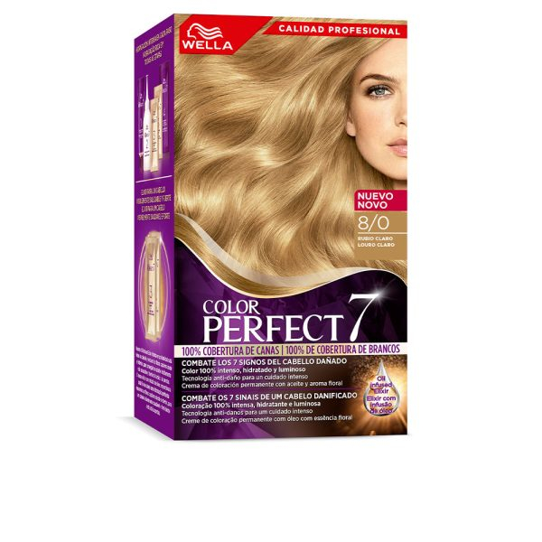 WELLA COLOR PERFECT 7 WELLA COLOR PERFECT 7 100% cobertura de canas #8/0-blonde clear 4 u