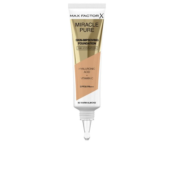 MAX FACTOR MIRACLE PURE skin-improving foundation 24h hydration SPF30 #45-warm almond 30 ml