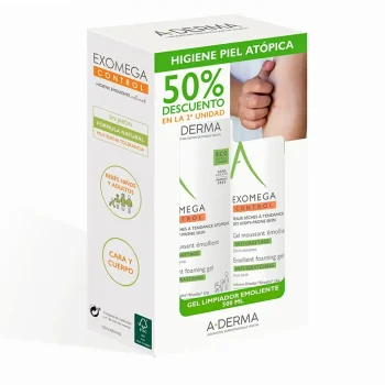 A-DERMA EXOMEGA CONTROL GEL ESPUMOSO EMOLIENTE LOT 2 x 500 ml