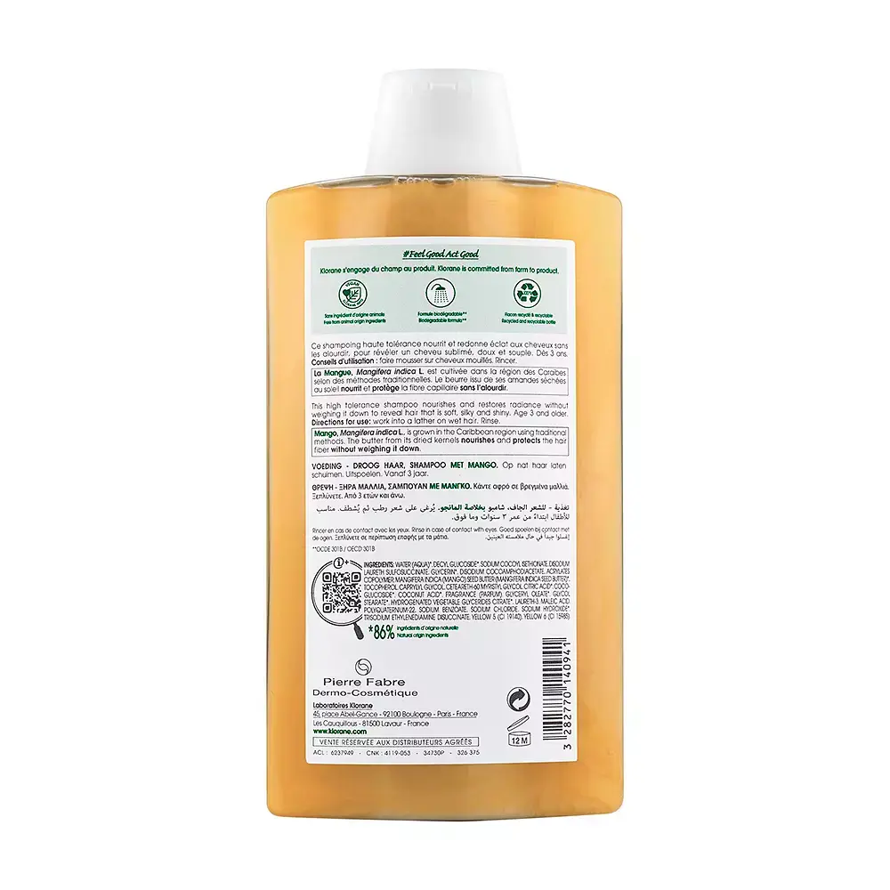 KLORANE NUTRITION MANGO nourishing shampoo for dry hair 400 ml