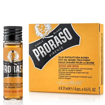 PRORASO Soin barbe à l'huile chaude BOIS ET ÉPICES 4 x 17 ml PRORASO Soin barbe à l'huile chaude BOIS ET ÉPICES 4 x 17 ml