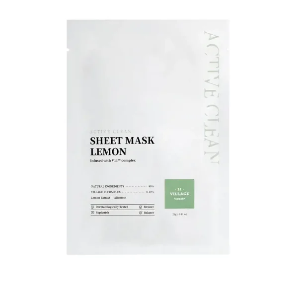 VILLAGE 11 ACTIVE CLEAN mascarilla de hoja limón 23 gr