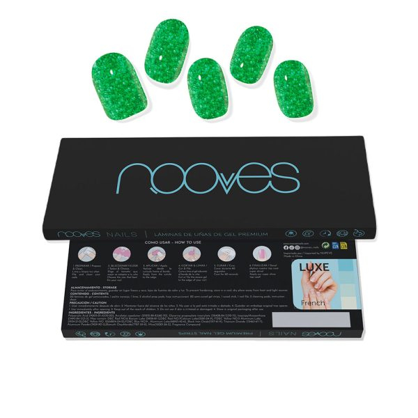 NOOVES GEL NAIL SHEETS jade glitter glam #glitter green 20 u