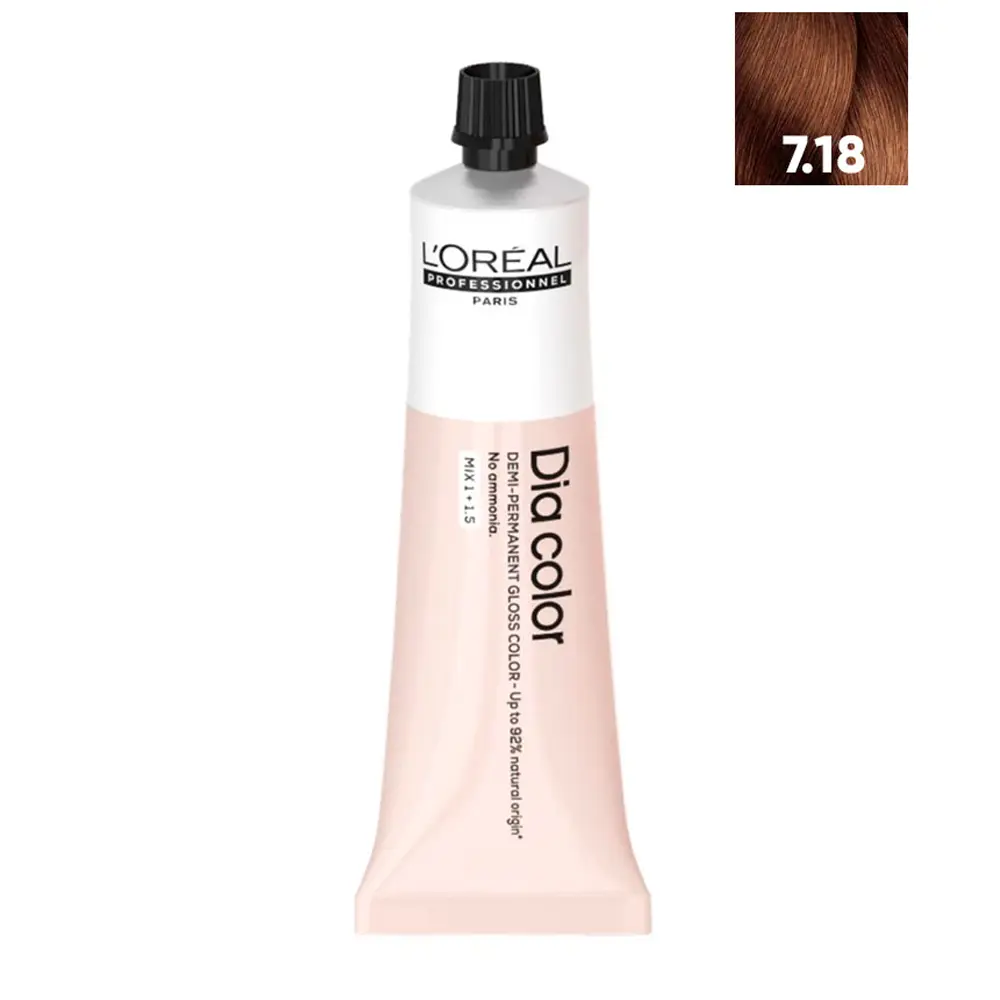 L'ORÉAL PROFESSIONNEL PARIS DIA COLOR demi-permanent gloss color #7.18 L'ORÉAL PROFESSIONNEL PARIS DIA COLOR demi-permanent gloss color #7.18