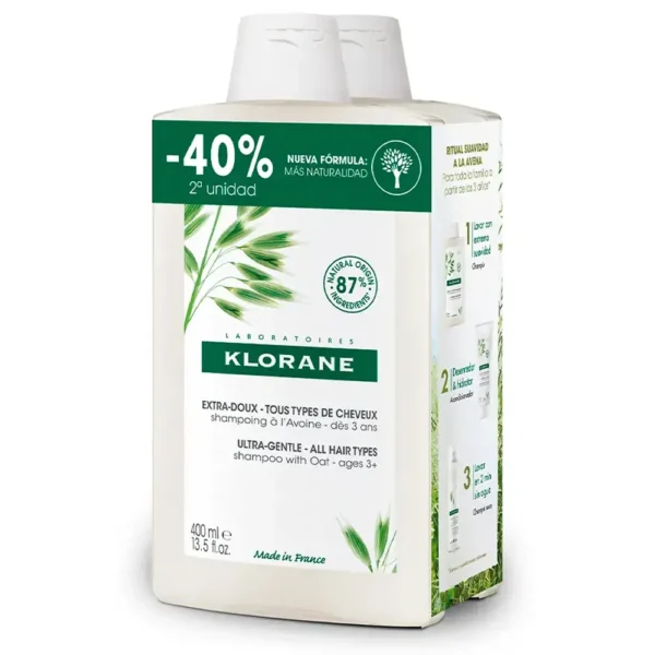 KLORANE OAT MILK ultra-gentle shampoo with oat duo pack 2 x 400 ml