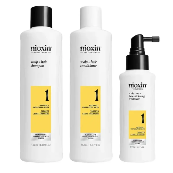 NIOXIN SYSTEM 1 Treatment for Natural Hair with Mild Weakening Set 3 pcs, EAN 4064666843889