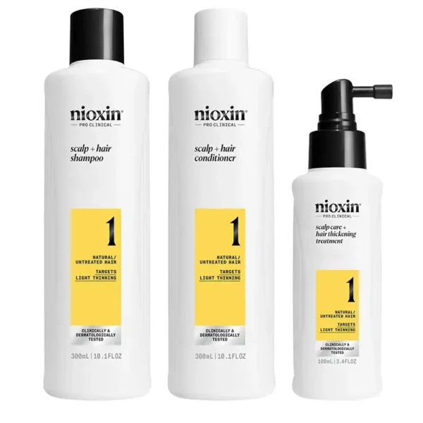 NIOXIN SYSTEM 1 Treatment for Natural Hair with Mild Weakening Set 3 pcs, EAN 4064666844503