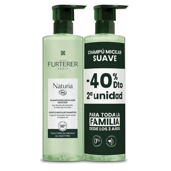 RENE FURTERER NATURIA Gentle Micellar Shampoo pack 2 x 400 ml, EAN 3282779399166