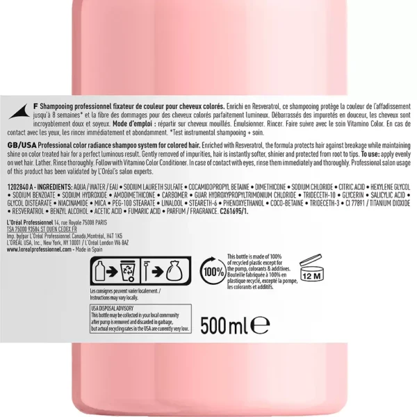 L'ORÉAL PROFESSIONNEL PARIS VITAMIN COLOR Shampoo refillable 500 ml