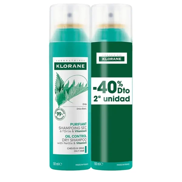 KLORANE NETTLE Oil Control Dry Shampoo pack 2 x 150 ml, EAN 3282779403504