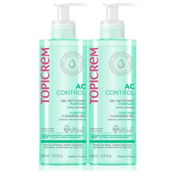 TOPICREM AC CONTROL Purifying Cleansing Gel pack 2 x 400 ml, EAN 3700281705508