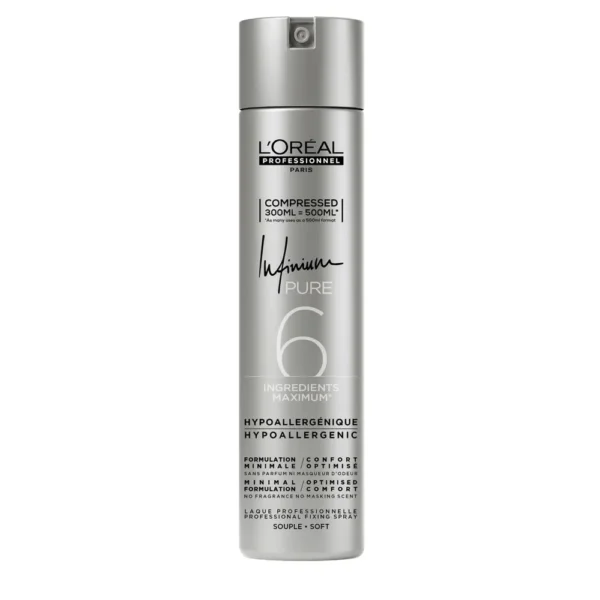 L'OREAL PROFESSIONNEL PARIS INFINIUM PURE Професионален фиксиращ спрей 500 мл, изключително силен, EAN 3474636476633