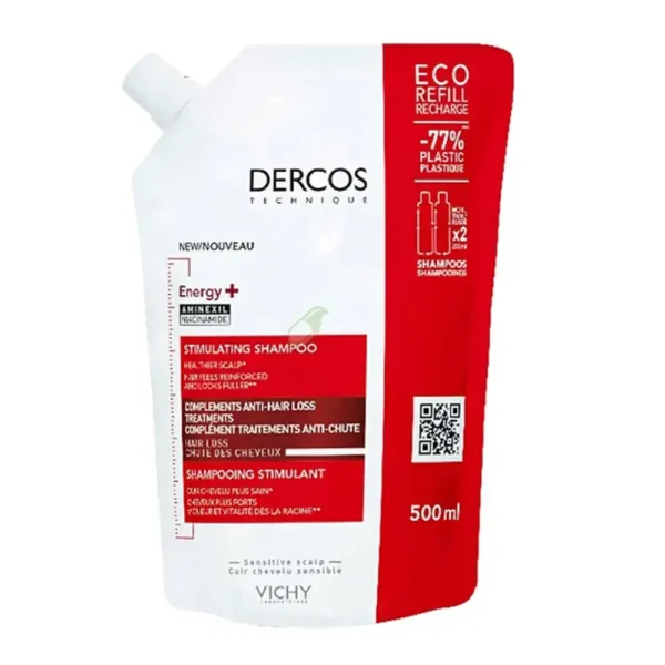 VICHY DERCOS ENERGY+ Stimulating Shampoo 500 ml, Refill, EAN 3337875828277