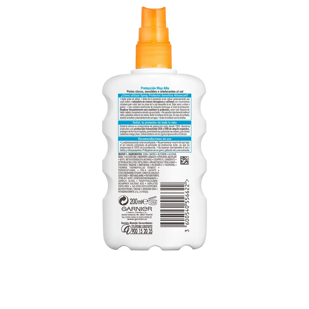 GARNIER SENSITIVE ADVANCED spray SPF50+ 200 ml