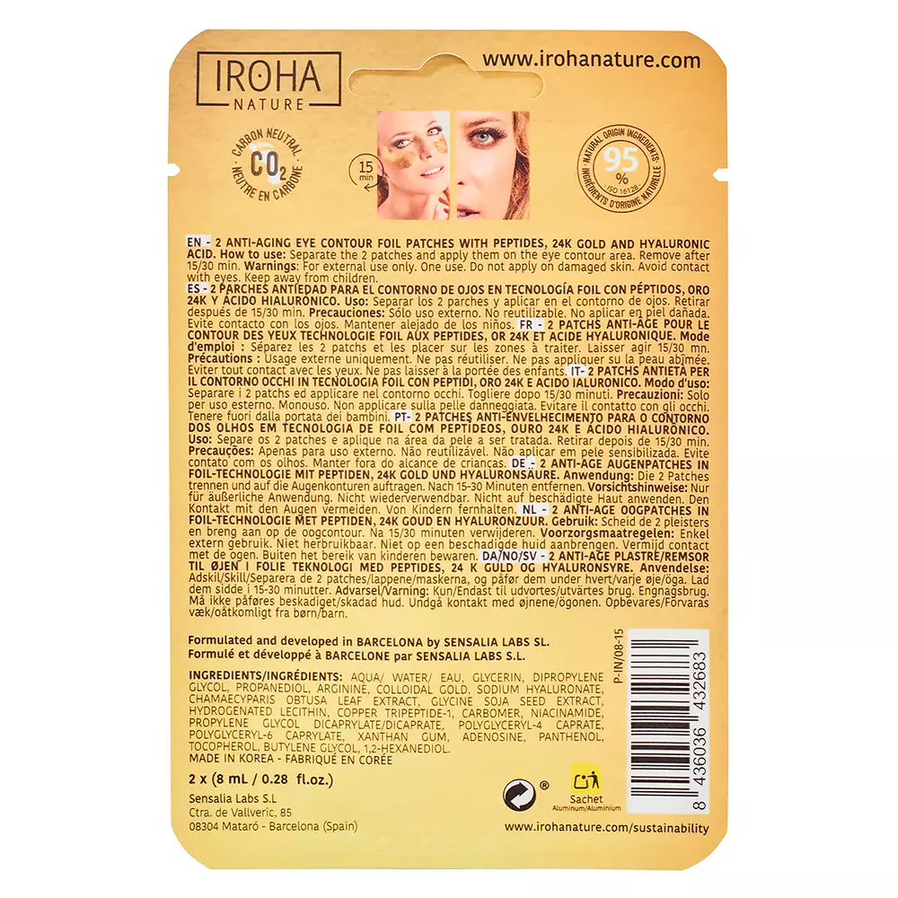 IROHA GOLD tissue eyes patches extra firmness 2 pcs IROHA GOLD tissue eyes patches extra firmness 2 pcs - Image 2