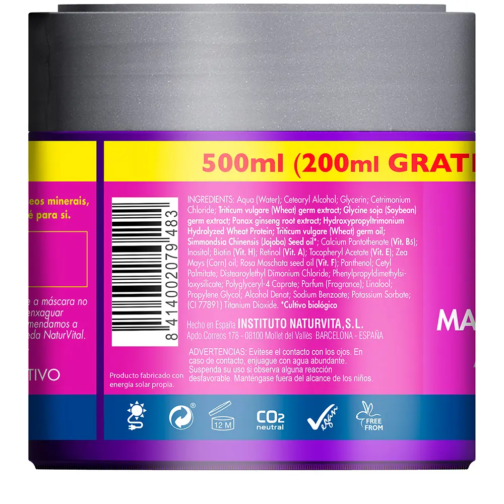 NATUR VITAL MASK ANTI-FALL treatment capilar antirotura 500 ml