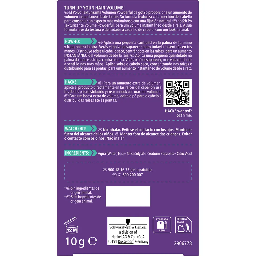 SCHWARZKOPF MASS MARKET GOT2B POWDER'FUL volumizing styling powder 10 gr