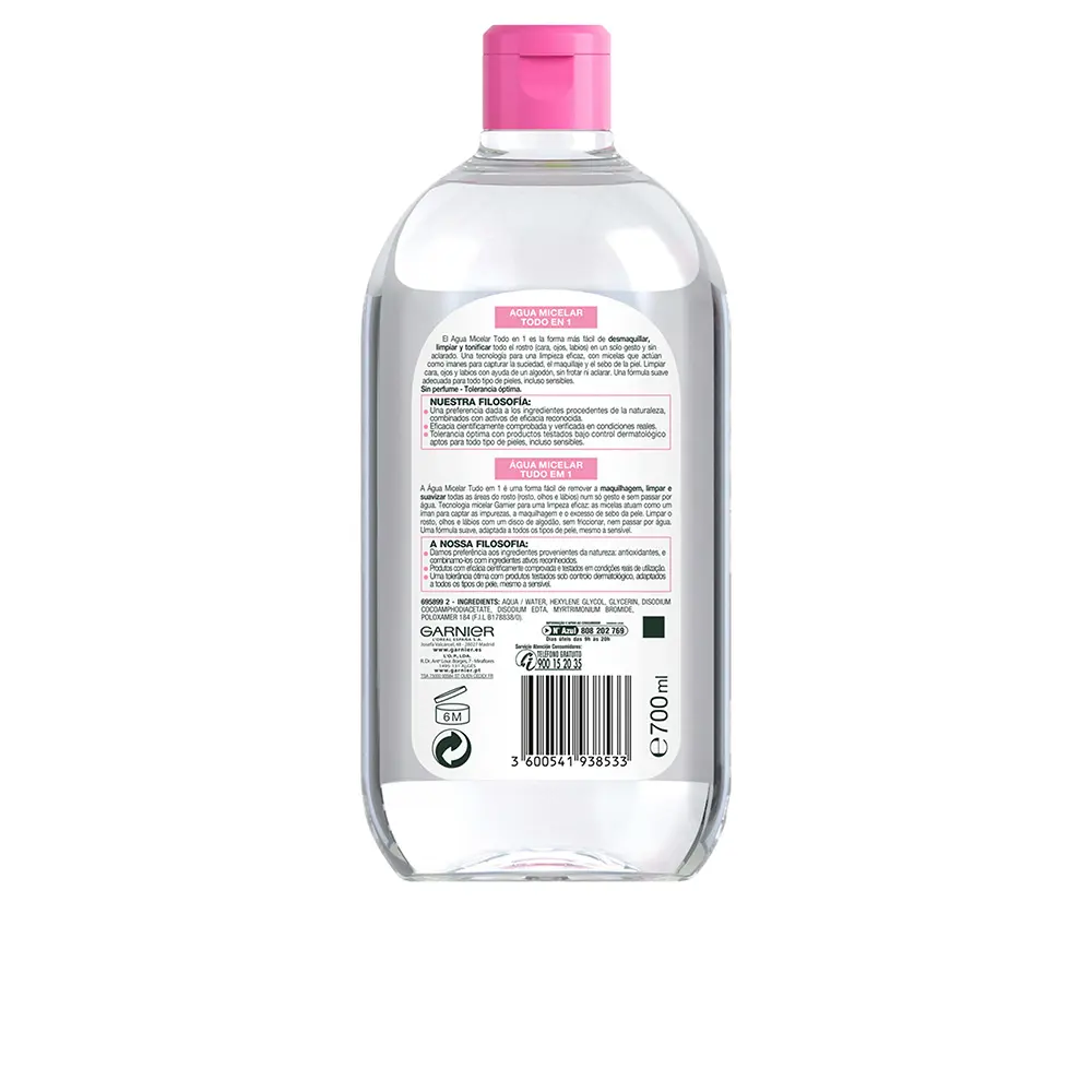 GARNIER SKINACTIVE MICELLAR WATER todo en 1 700 ml