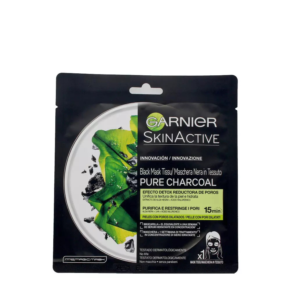 GARNIER PURE CHARCOAL black mask tissu detox effect 28 gr GARNIER PURE CHARCOAL black mask tissu detox effect 28 gr
