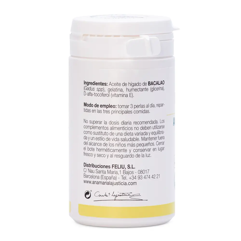 ANA MARÍA LAJUSTICIA OIL DE HIGADO DE BACALAO + VITAMIN E 90 pearls
