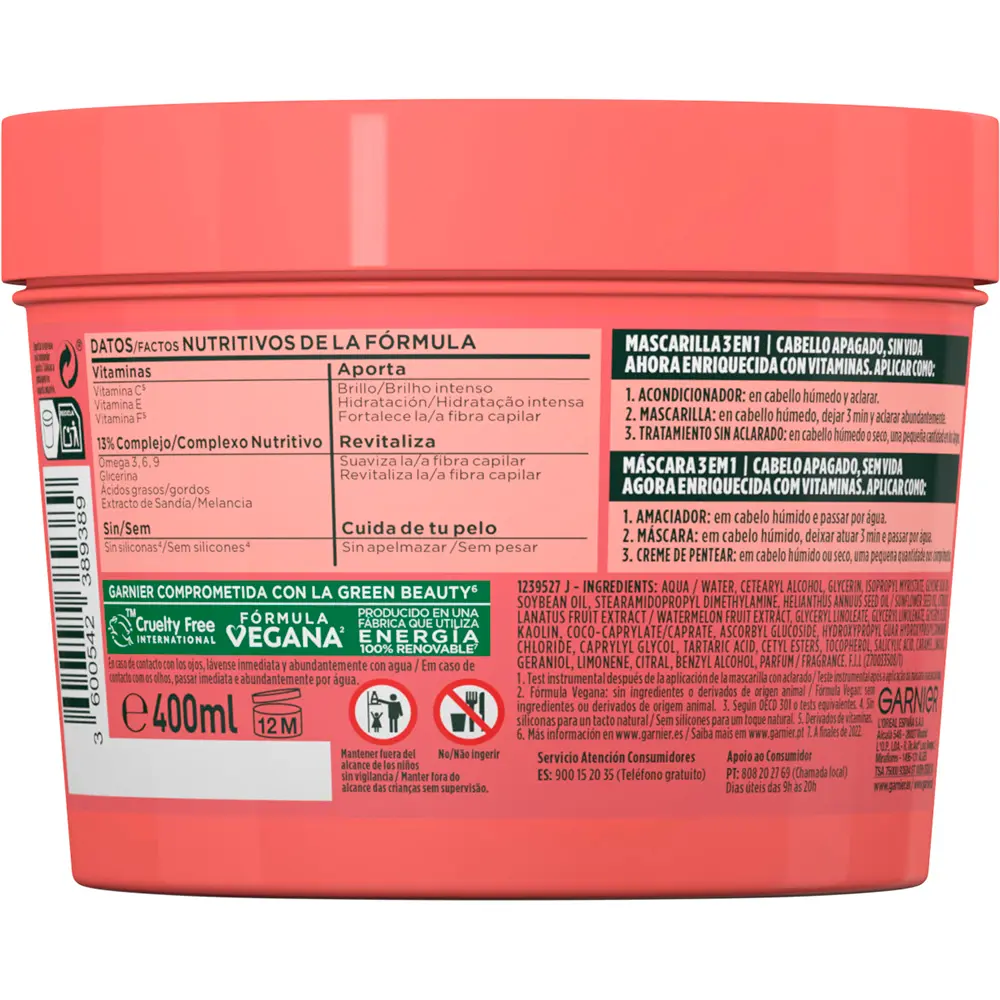 GARNIER FRUCTIS HAIR FOOD watermelon mask revitalizing 350 ml