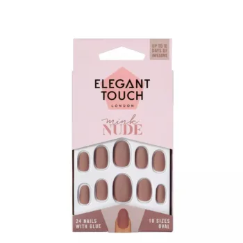 ELEGANT TOUCH POLISHED COLOUR nails with glue oval #mink nude ELEGANT TOUCH POLISHED COLOUR nails with glue oval #mink nude