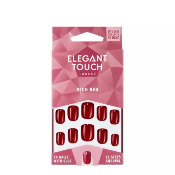 ELEGANT TOUCH POLIERTE FARBE Nägel mit Kleber Squoval #Rich Red