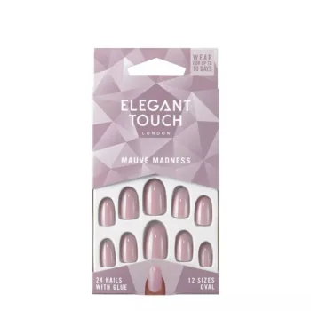 ELEGANT TOUCH POLISHED COLOUR nails with glue oval #mave madness