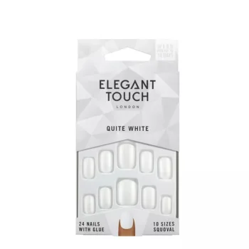 ELEGANT TOUCH POLISHED COLOUR nails with glue squoval #quite white ELEGANT TOUCH POLISHED COLOUR nails with glue squoval #quite white