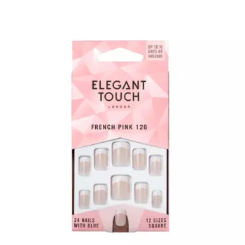 ELEGANT TOUCH FRENCH pink nails with glue square #126-S 24 u ELEGANT TOUCH FRENCH pink nails with glue square #126-S 24 u