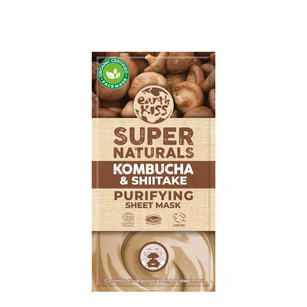 EARTH KISS SUPER NATURALS kombucha & shitake sheet mask 16 ml EARTH KISS SUPER NATURALS kombucha & shitake sheet mask 16 ml