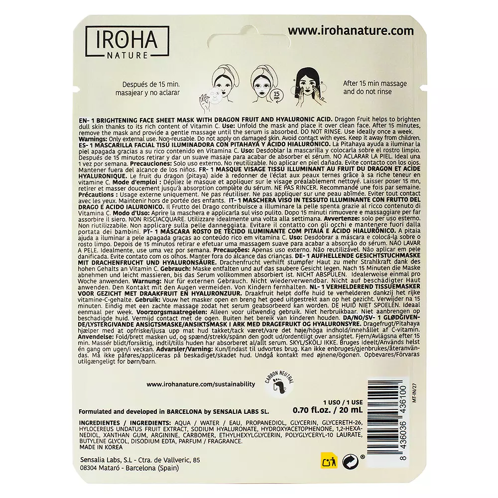 <span class="notranslate">IROHA NATURE MASK</span> dragon fruit + hyaluronic acid 1 u <span class="notranslate">IROHA NATURE MASK</span> dragon fruit + hyaluronic acid 1 u