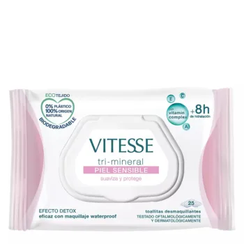 VITESSE TRI-MINERAL PIEL SENSIBLE toallitas desmaquillantes 25 u VITESSE TRI-MINERAL PIEL SENSIBLE toallitas desmaquillantes 25 u