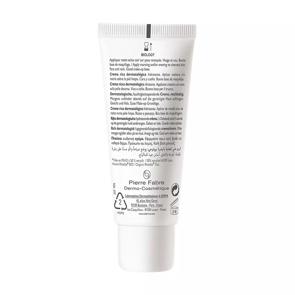 A-DERMA Crème hydratante BIOLOGY rica 40 ml