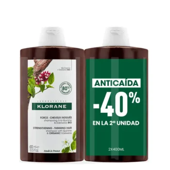 KLORANE QUININE AND ORGANIC EDELWEISS Fortifying Shampoo pack 2 x 400 ml