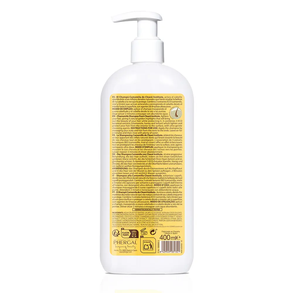 CLEARÉ INSTITUTE CAMOMILA shampooing écologique 400 ml CLEARÉ INSTITUTE CAMOMILA shampooing écologique 400 ml