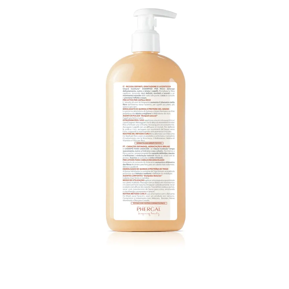 CLEARÉ INSTITUTE SHAMPOO CURLY curls definidos hydration brillo 400 ml