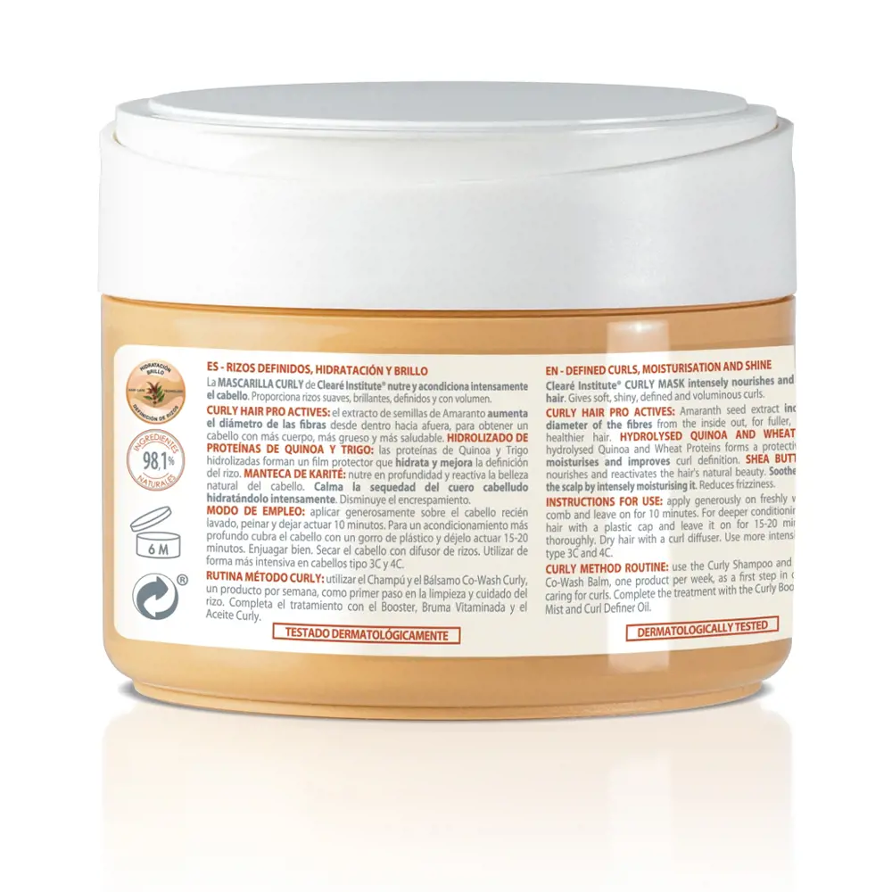 CLEARÉ INSTITUTE MASK CURLY curls definidos hydration brillo 300 ml