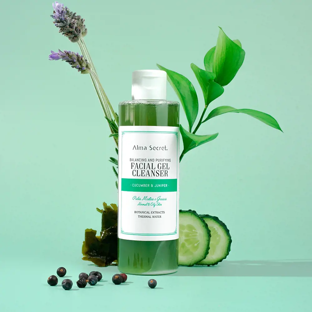 ALMA SECRET Balancing and purifying FACIAL GEL CLEANSER cucumber & juniper 200 ml