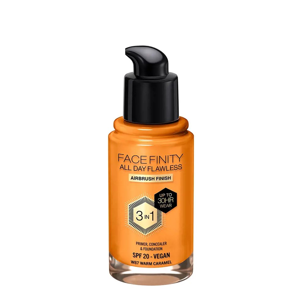 MAX FACTOR FACEFINITY ALL DAY FLAWLESS 3 IN 1 foundation #87-warm caramel 30 ml MAX FACTOR FACEFINITY ALL DAY FLAWLESS 3 IN 1 foundation #87-warm caramel 30 ml - Image 2