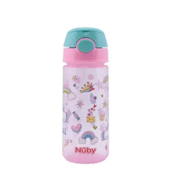 NÛBY MUG with button and soft straw 3 years+ #pink 540 ml 1 u