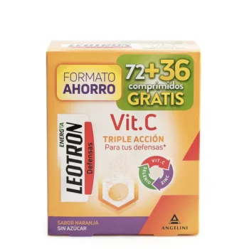 LEOTRON VITAMINE C comprimés effervescents triple action 72 + 36 en cadeau #Orange 54 u