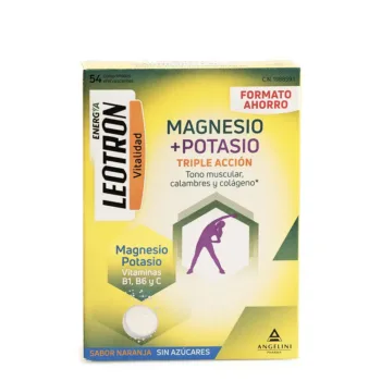 LEOTRON Comprimés effervescents triple action MAGNESIUM + POTASSIUM ENERGY #Orange 54 u