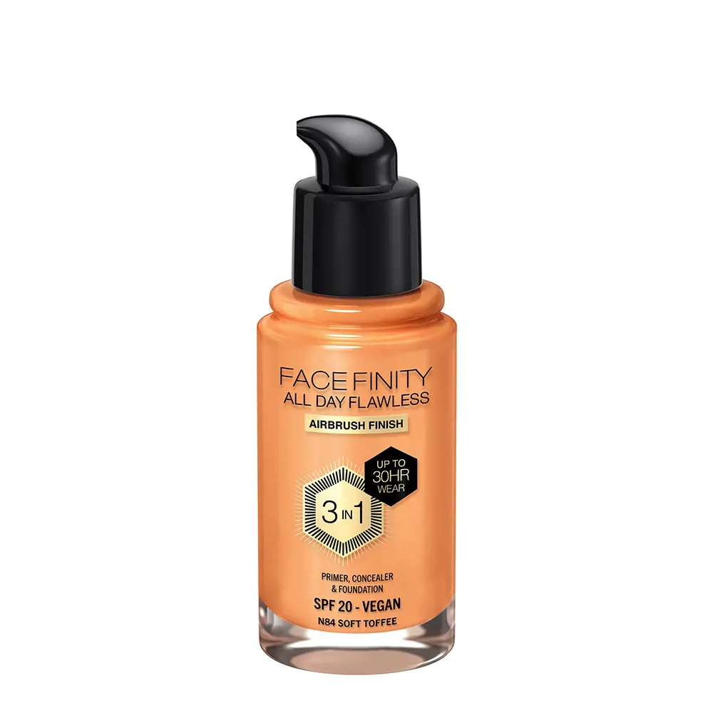 MAX FACTOR FACEFINITY ALL DAY FLAWLESS 3 IN 1 foundation #N84-soft toffee 30 ml MAX FACTOR FACEFINITY ALL DAY FLAWLESS 3 IN 1 foundation #N84-soft toffee 30 ml
