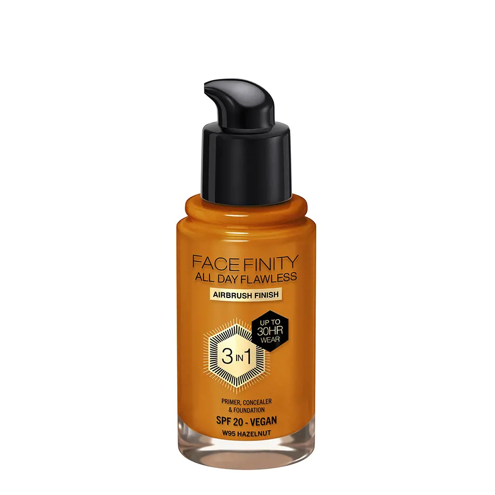 MAX FACTOR FACEFINITY ALL DAY FLAWLESS 3 IN 1 foundation #W95-hazelnut 30 ml MAX FACTOR FACEFINITY ALL DAY FLAWLESS 3 IN 1 foundation #W95-hazelnut 30 ml