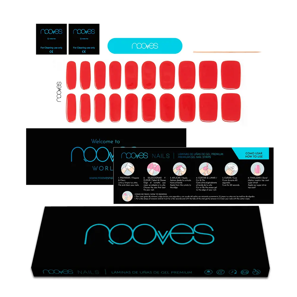 NOOVES GEL NAIL FILM crimson red premium luxe solid #red 20 u