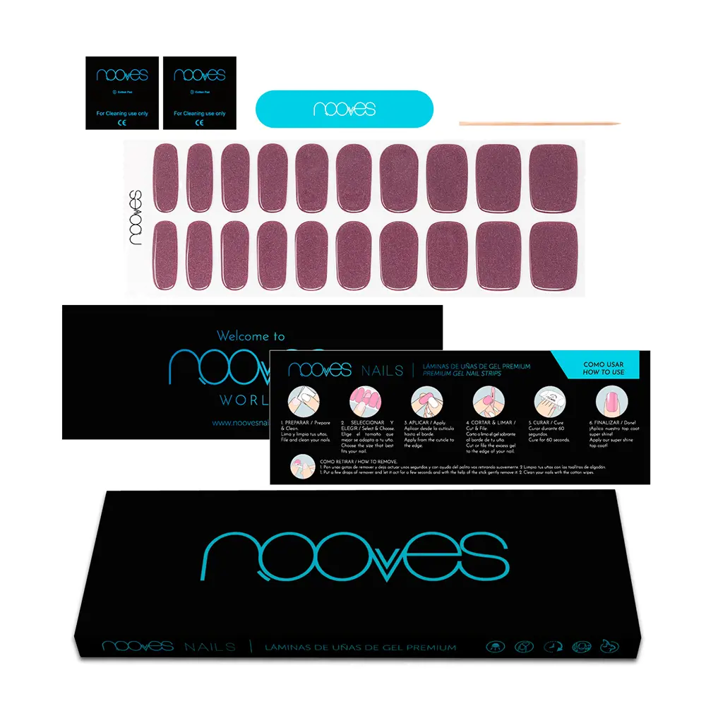 NOOVES GEL NAILS ruby claret premium #glam glitter 20 u